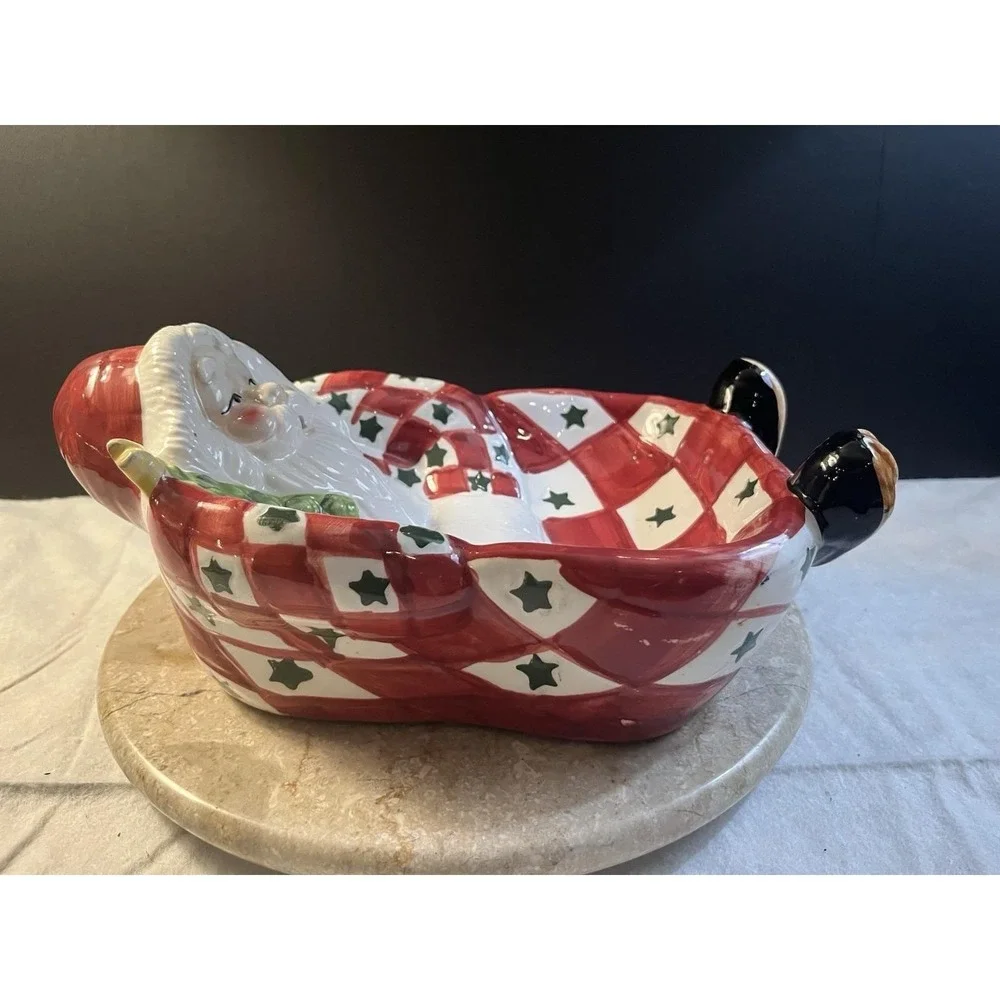 Vintage Cardinal Santa Talking Candy Dish Excellent Working Condition